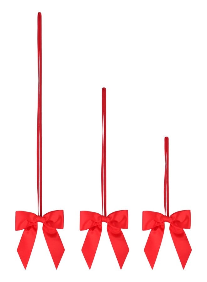 Meseey 30pcs 3 Inch 5 Inch 8 Inch Elastic Gift Bows Pre-Tied, Stretchy Reusable Satin Ribbon Loops for Christmas/Wedding/Baby Shower Self-Adhesive Party Favors Decorations(Red)